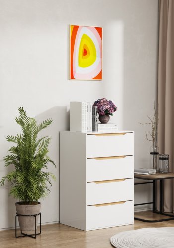 VCM NORDIC Malira XL kommode, m. 4 skuffer - hvid/natur tr