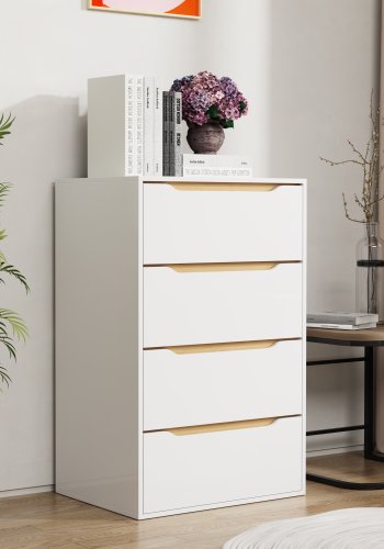 VCM NORDIC Malira XL kommode, m. 4 skuffer - hvid/natur tr