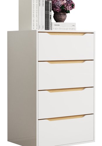 VCM NORDIC Malira XL kommode, m. 4 skuffer - hvid/natur tr