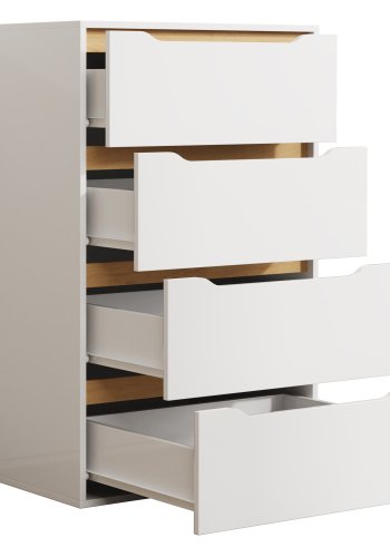 VCM NORDIC Malira XL kommode, m. 4 skuffer - hvid/natur tr