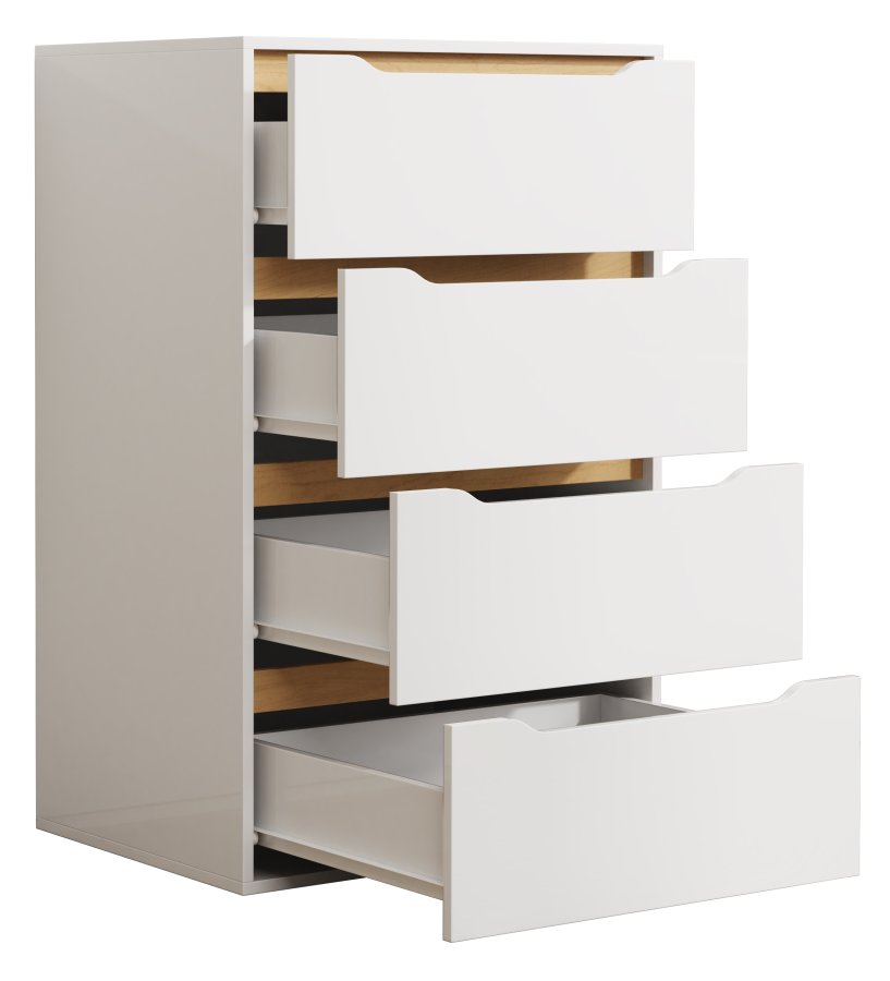 VCM NORDIC Malira XL kommode, m. 4 skuffer - hvid/natur tr