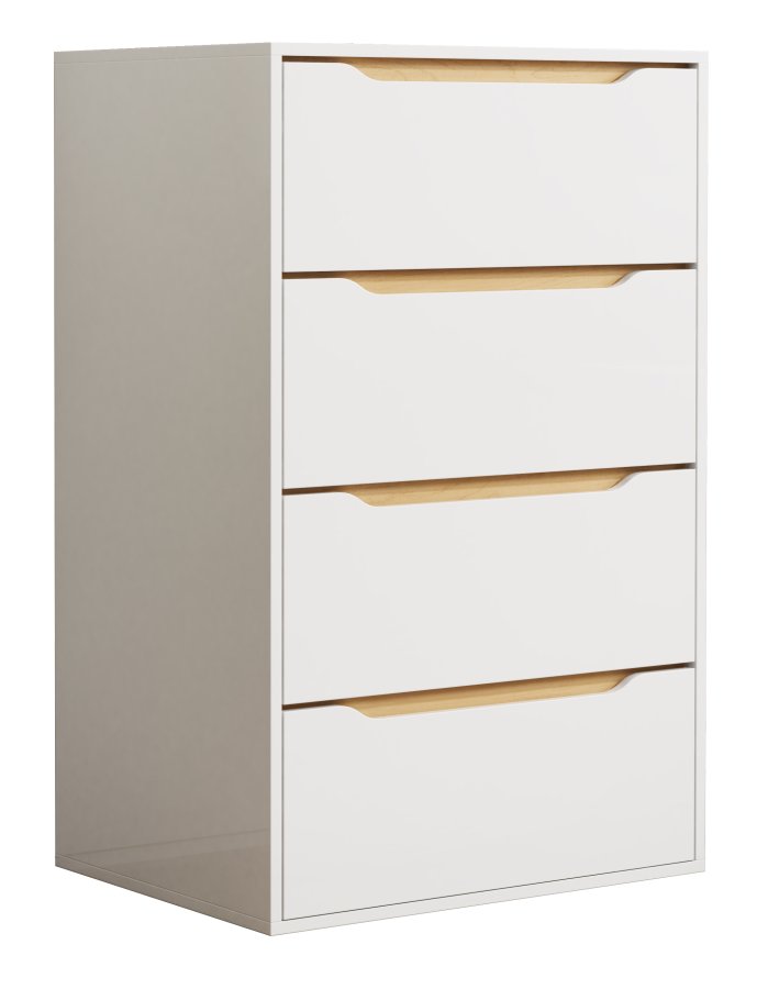 VCM NORDIC Malira XL kommode, m. 4 skuffer - hvid/natur tr