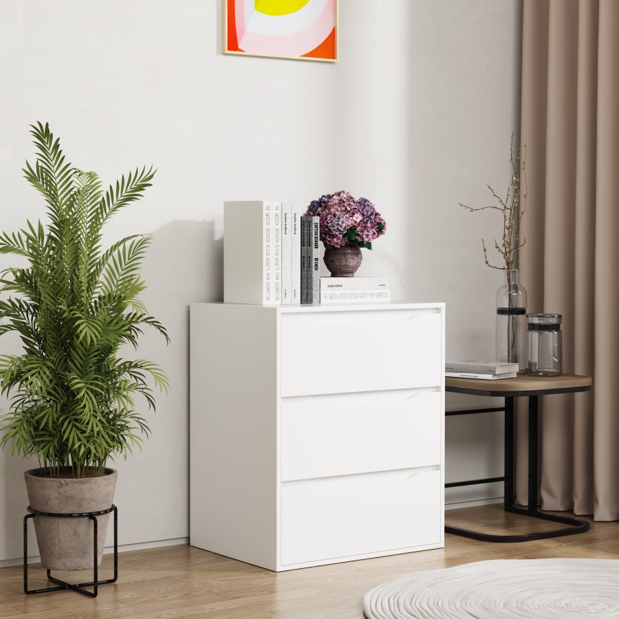 VCM NORDIC Malira L kommode, m. 3 skuffer - hvid tr