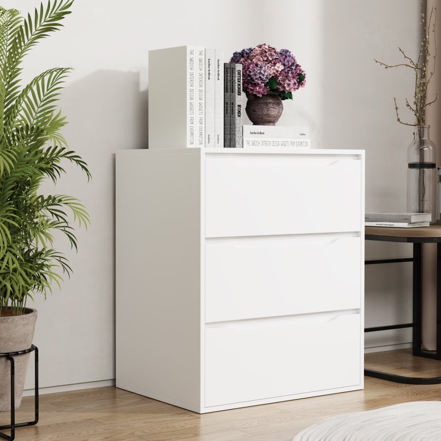 VCM NORDIC Malira L kommode, m. 3 skuffer - hvid tr