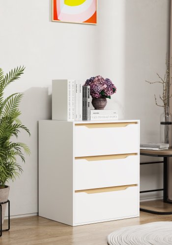 VCM NORDIC Malira L kommode, m. 3 skuffer - hvid/natur tr