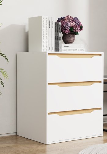 VCM NORDIC Malira L kommode, m. 3 skuffer - hvid/natur tr