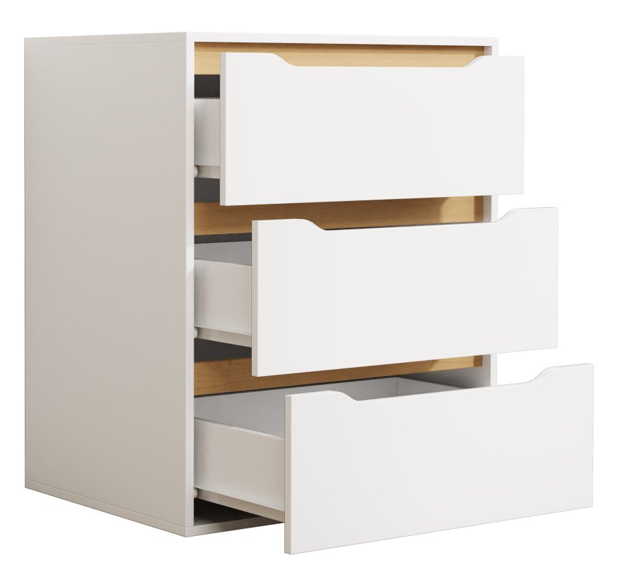 VCM NORDIC Malira L kommode, m. 3 skuffer - hvid/natur tr