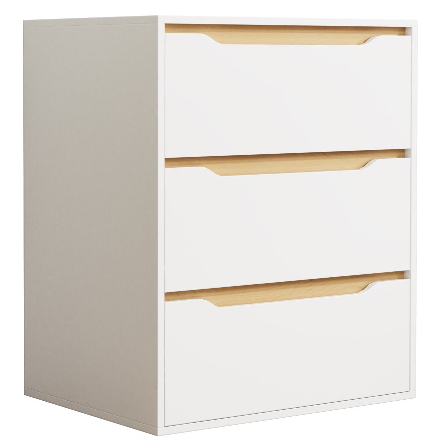 VCM NORDIC Malira L kommode, m. 3 skuffer - hvid/natur tr