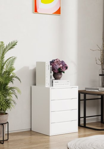 VCM NORDIC Malira M sengebord, m. 4 skuffer - hvid tr (46x42)