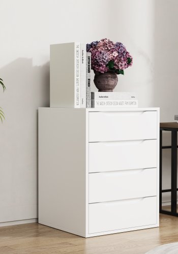 VCM NORDIC Malira M sengebord, m. 4 skuffer - hvid tr (46x42)