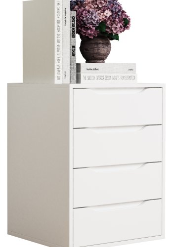 VCM NORDIC Malira M sengebord, m. 4 skuffer - hvid tr (46x42)