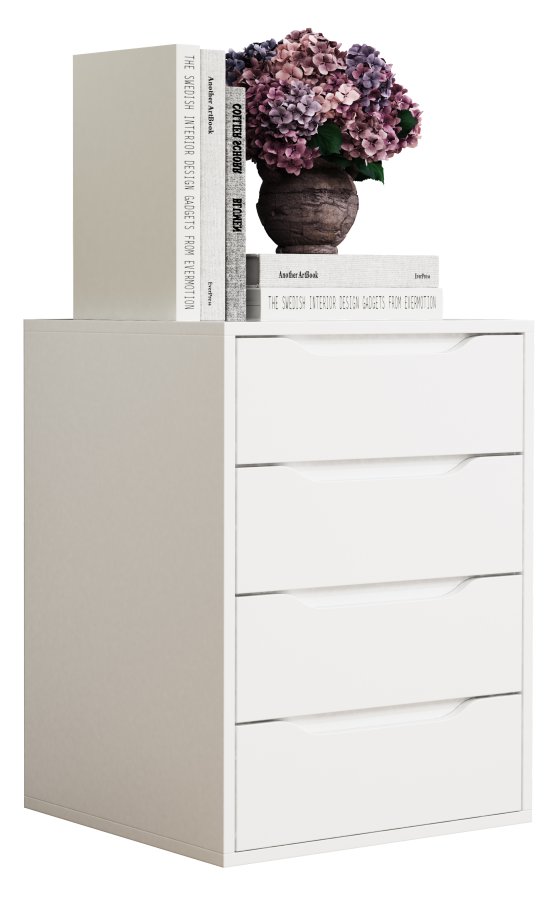 VCM NORDIC Malira M sengebord, m. 4 skuffer - hvid tr (46x42)