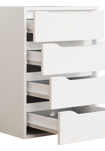 VCM NORDIC Malira M sengebord, m. 4 skuffer - hvid tr (46x42)