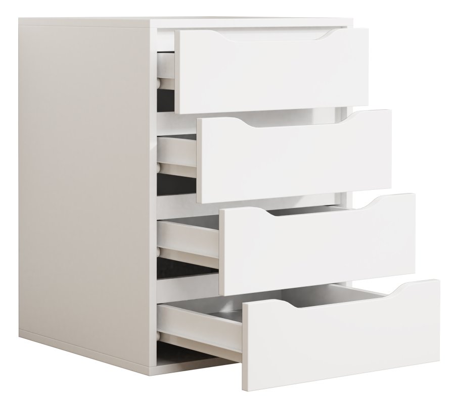 VCM NORDIC Malira M sengebord, m. 4 skuffer - hvid tr (46x42)