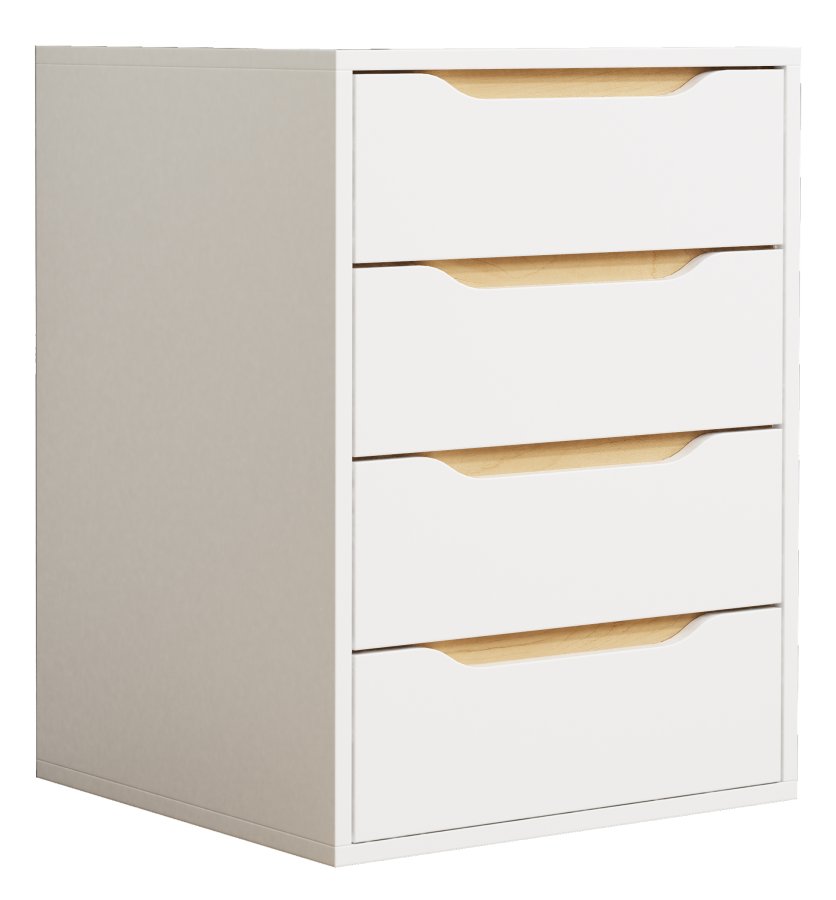 VCM NORDIC Malira M sengebord, m. 4 skuffer - hvid/natur tr (46x42)