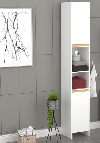 VCM NORDIC Malira badevrelseskab Hj, m. 2 lger og 3 hylder - hvid/natur melamin