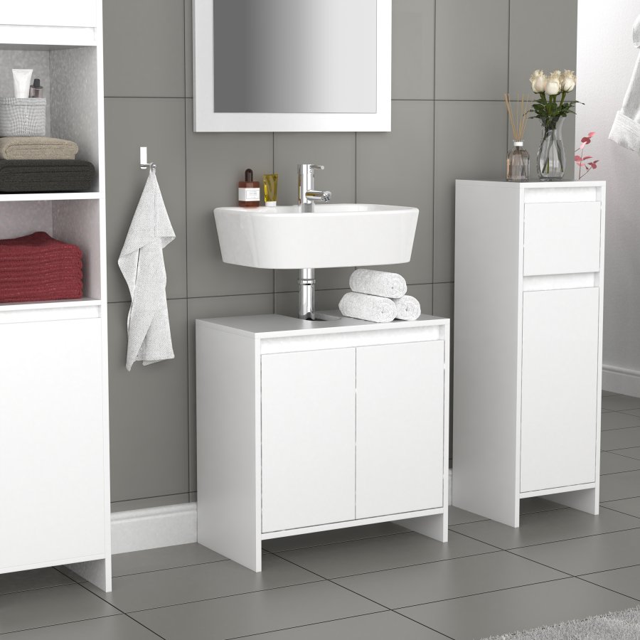 VCM NORDIC Malira badevrelsesunderskab til hndvask, m. 2 lger - hvid melamin