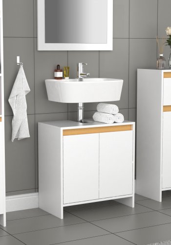 VCM NORDIC Malira badevrelsesunderskab til hndvask, m. 2 lger - hvid/natur melamin