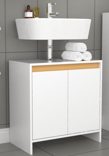 VCM NORDIC Malira badevrelsesunderskab til hndvask, m. 2 lger - hvid/natur melamin