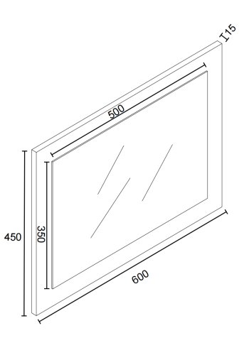 VCM NORDIC Malira badevrelsesspejl, rektangulr - spejlglas og hvid tr (45x60)