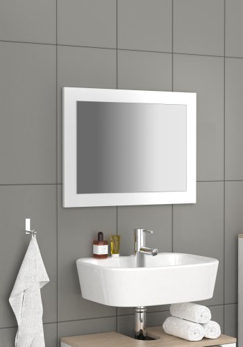 VCM NORDIC Malira badevrelsesspejl, rektangulr - spejlglas og hvid tr (45x60)