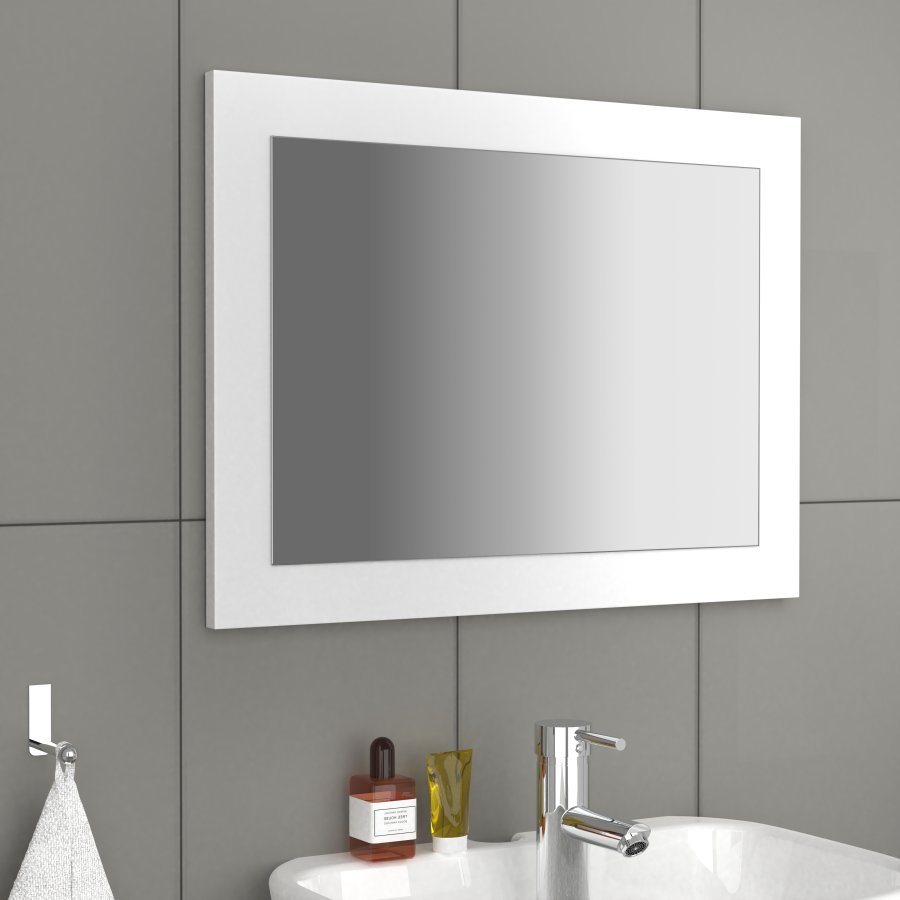 VCM NORDIC Malira badevrelsesspejl, rektangulr - spejlglas og hvid tr (45x60)