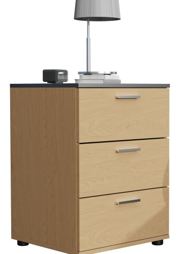 VCM NORDIC Testalo sengebord, m. 3 skuffer - natur/antracitgr tr (46x42)