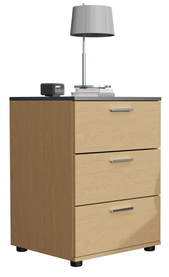 VCM NORDIC Testalo sengebord, m. 3 skuffer - natur/antracitgr tr (46x42)