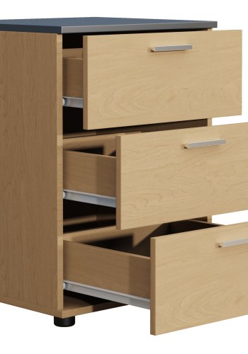 VCM NORDIC Testalo sengebord, m. 3 skuffer - natur/antracitgr tr (46x42)