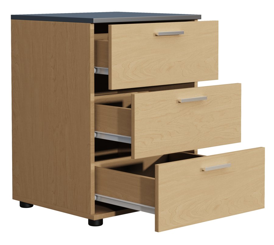 VCM NORDIC Testalo sengebord, m. 3 skuffer - natur/antracitgr tr (46x42)