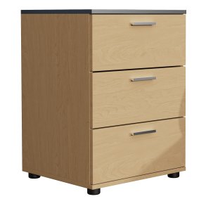 VCM NORDIC Testalo sengebord, m. 3 skuffer - natur/antracitgr tr (46x42)