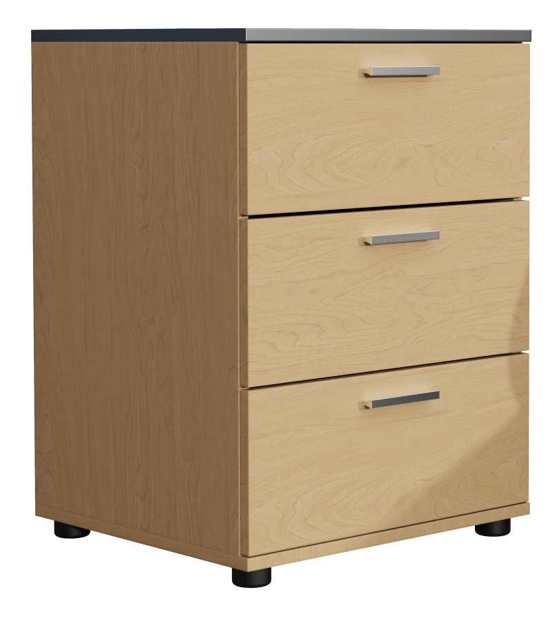 VCM NORDIC Testalo sengebord, m. 3 skuffer - natur/antracitgr tr (46x42)