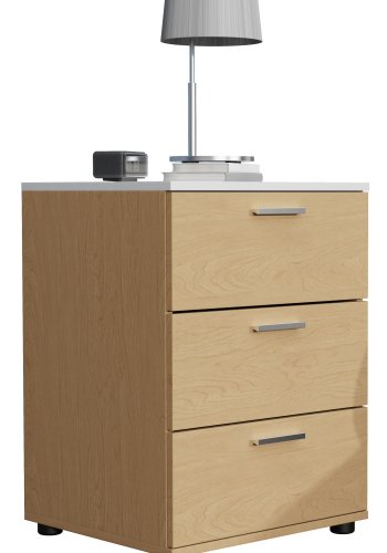 VCM NORDIC Testalo sengebord, m. 3 skuffer - natur/hvid tr (46x42)