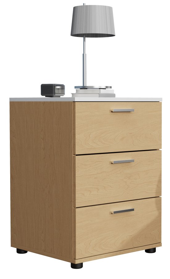 VCM NORDIC Testalo sengebord, m. 3 skuffer - natur/hvid tr (46x42)