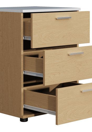 VCM NORDIC Testalo sengebord, m. 3 skuffer - natur/hvid tr (46x42)