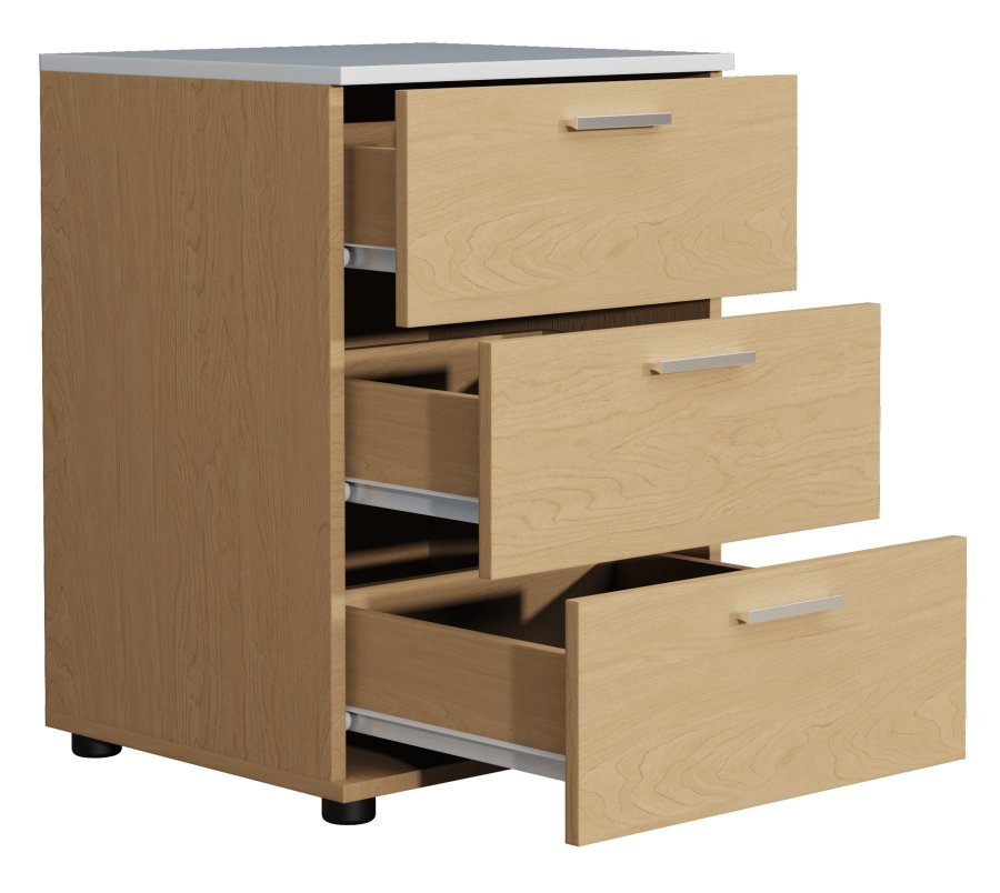 VCM NORDIC Testalo sengebord, m. 3 skuffer - natur/hvid tr (46x42)