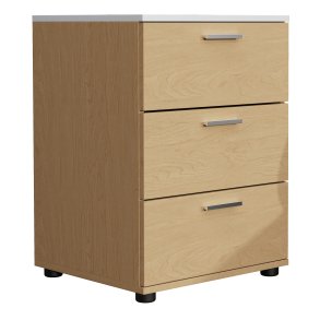 VCM NORDIC Testalo sengebord, m. 3 skuffer - natur/hvid tr (46x42)