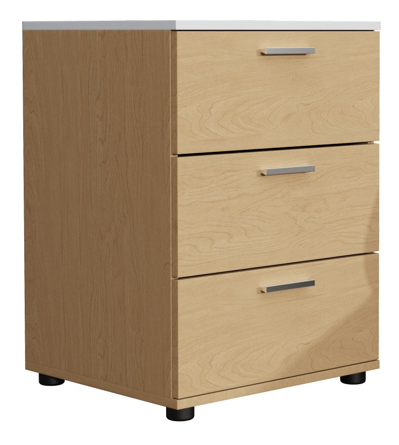 VCM NORDIC Testalo sengebord, m. 3 skuffer - natur/hvid tr (46x42)