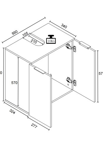 VCM NORDIC Donali badevrelsesunderskab til hndvask, m. 2 lger - hvid/sort melamin