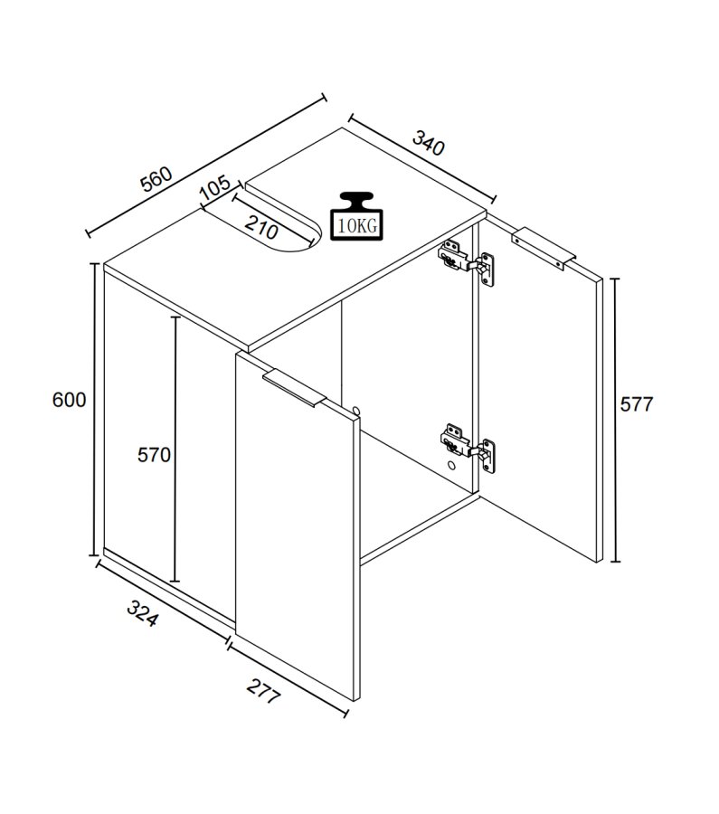 VCM NORDIC Donali badevrelsesunderskab til hndvask, m. 2 lger - hvid/natur melamin
