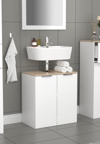 VCM NORDIC Donali badevrelsesunderskab til hndvask, m. 2 lger - hvid/natur melamin