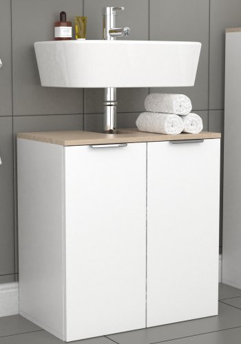 VCM NORDIC Donali badevrelsesunderskab til hndvask, m. 2 lger - hvid/natur melamin