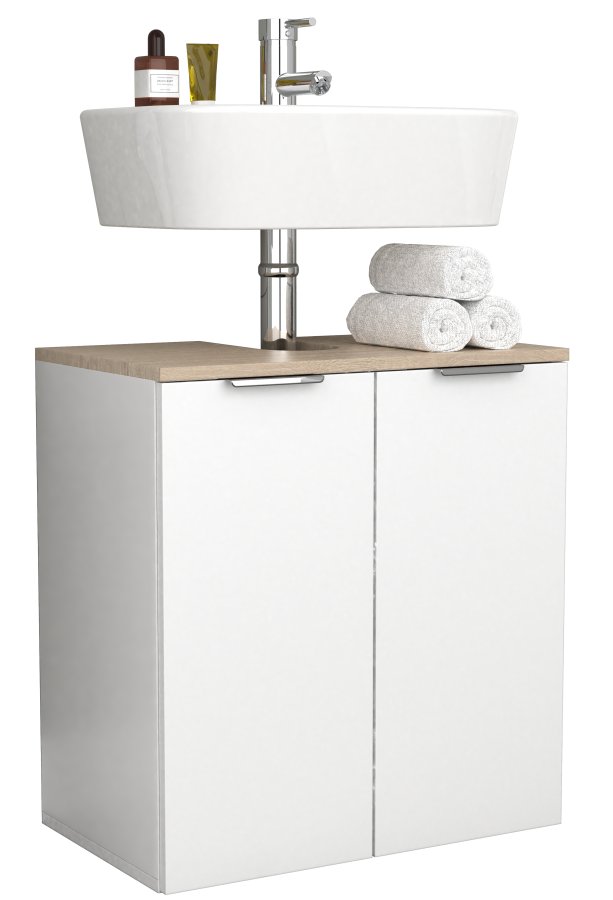 VCM NORDIC Donali badevrelsesunderskab til hndvask, m. 2 lger - hvid/natur melamin