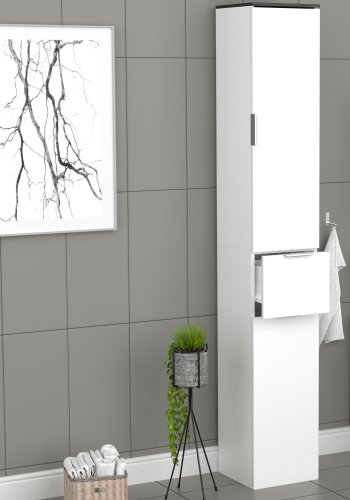 VCM NORDIC Donali badevrelseskab Hj, m. 2 lger, 1 skuffe, 3 hylder - hvid/sort melamin