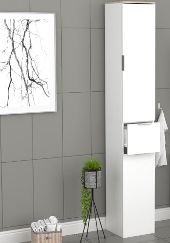 VCM NORDIC Donali badevrelseskab Hj, m. 2 lger, 1 skuffe, 3 hylder - hvid/natur melamin