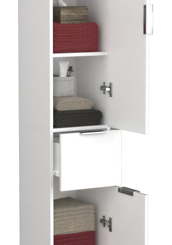 VCM NORDIC Donali badevrelseskab Hj, m. 2 lger, 1 skuffe, 3 hylder - hvid/natur melamin