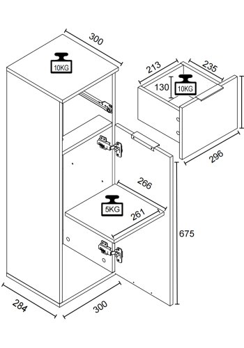 VCM NORDIC Donali badevrelseskab Midi, m. 1 lge, 1 skuffe, 1 hylde - hvid/natur melamin