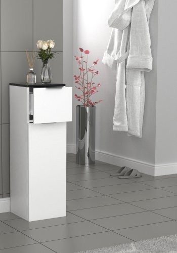 VCM NORDIC Donali badevrelseskab Midi, m. 1 lge, 1 skuffe, 1 hylde - hvid/sort melamin