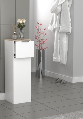 VCM NORDIC Donali badevrelseskab Midi, m. 1 lge, 1 skuffe, 1 hylde - hvid/natur melamin