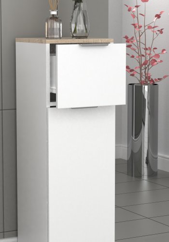 VCM NORDIC Donali badevrelseskab Midi, m. 1 lge, 1 skuffe, 1 hylde - hvid/natur melamin